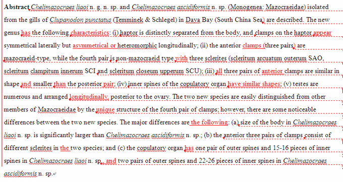 SCI论文英语润色Systematic Parasitology( IF 1.260)发表案例