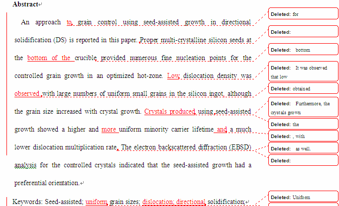 SCI论文英语润 Journal of Crystal Growth( IF 1.552)发表案例