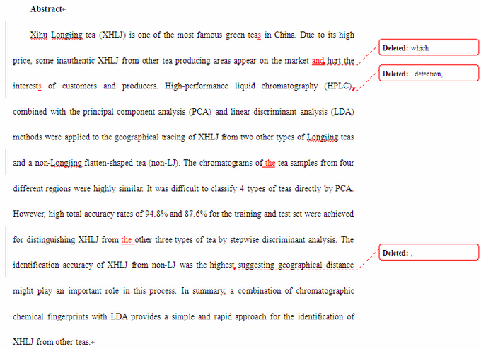 SCI论文英语润色Food Chemistry（ IF 3.334）发表案例